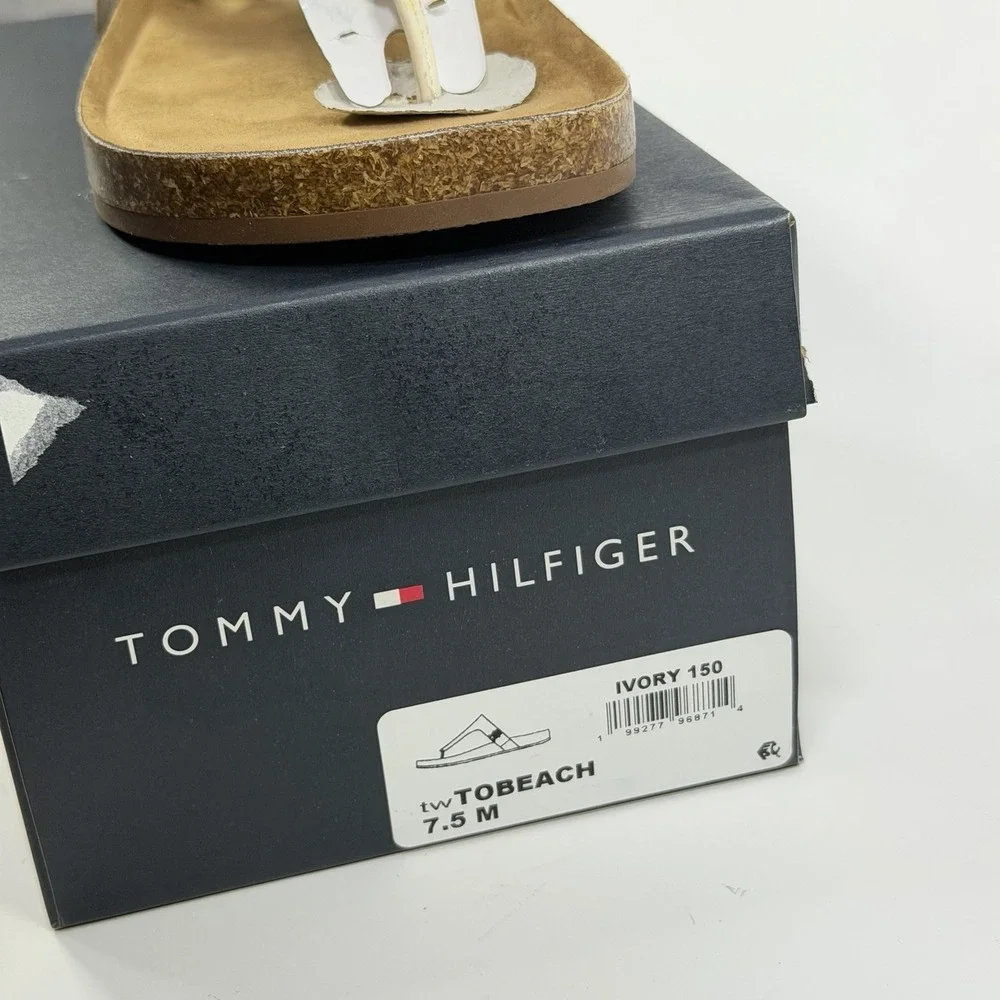 Tommy Hilfiger Size-7.5M Womens White Tobeach Thong Sandals